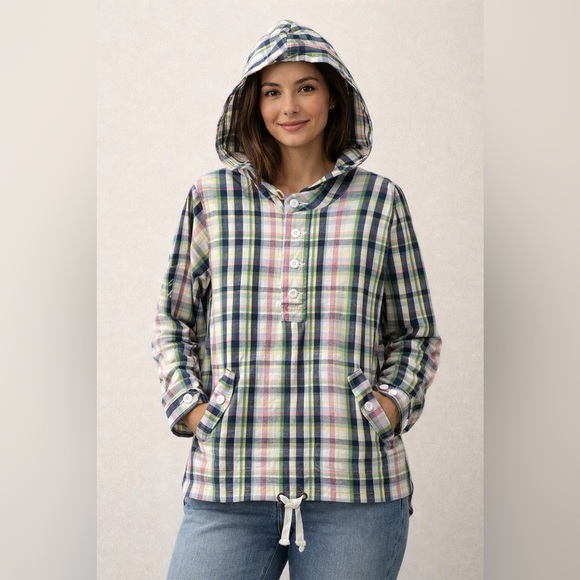 Merona Jackets & Blazers - Merona Pastel Plaid Cotton Hooded Anorak Jacket —Women’s XXL (Fits L/XL) *READ*